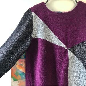 Last Chance! Oversized Comfy Sweater - Purple Geometric Design Vintage 90s Soft